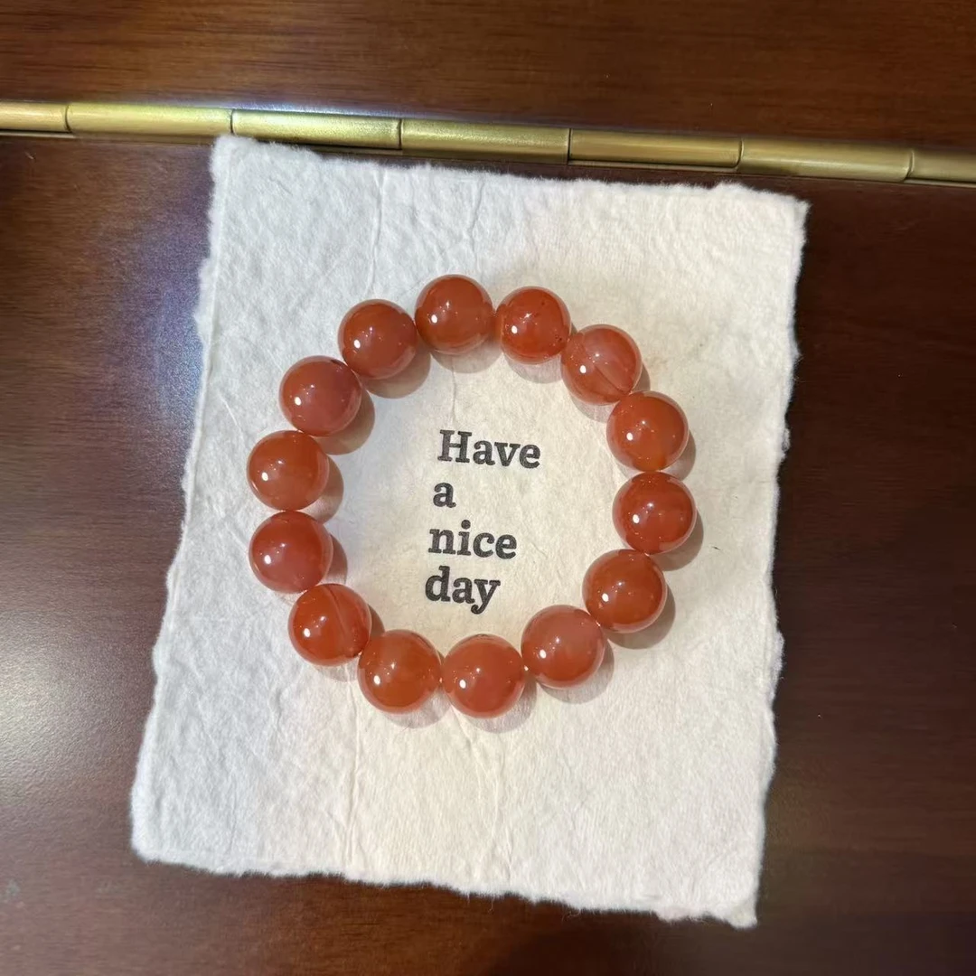 天然南红玛瑙素圈手串