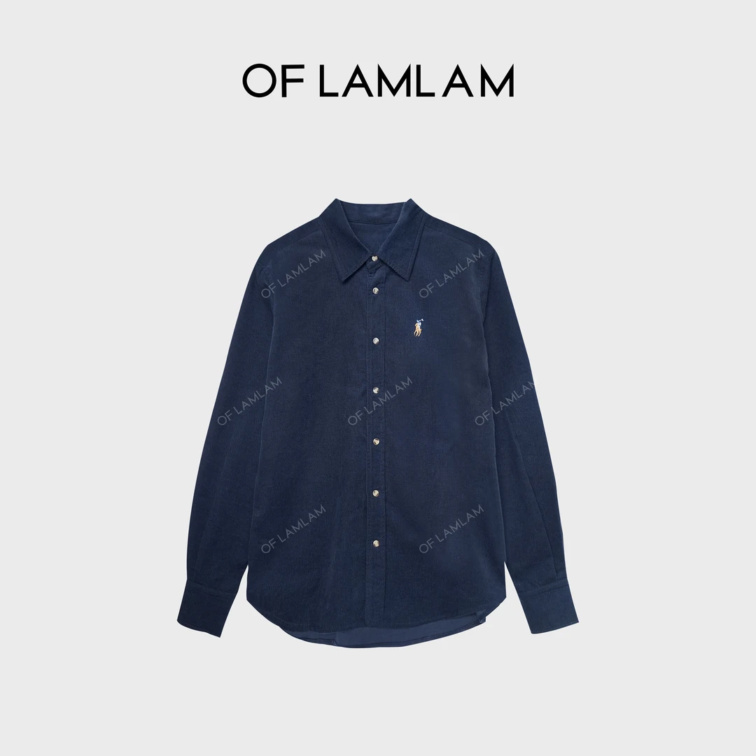 “静谧中古"刺绣古着灯芯绒复古洗软老钱风衬衫OFLAMLAM M25T071