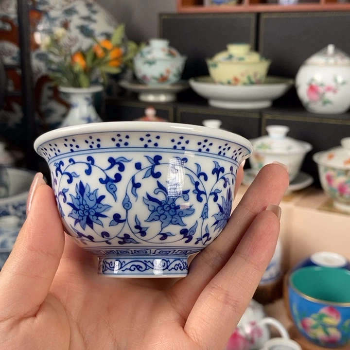 杯折葵非器缠枝莲小压手