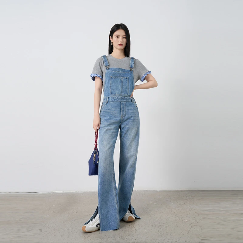 Moprobably李予诺「高街甜妹」100%棉高街连体牛仔背带裤 L5173051