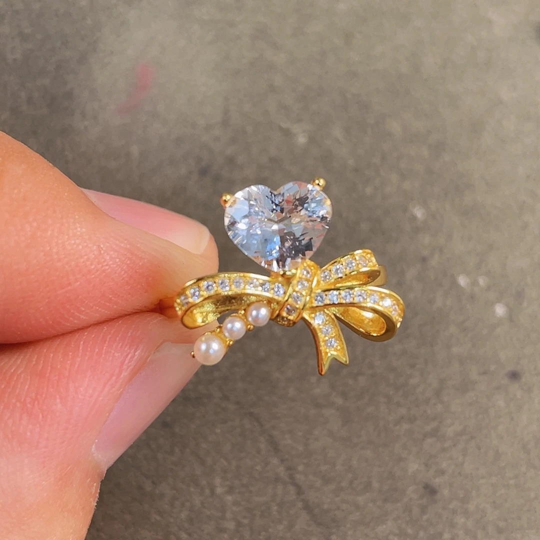 倾***酒银S925镀金镶嵌赛黄晶戒指