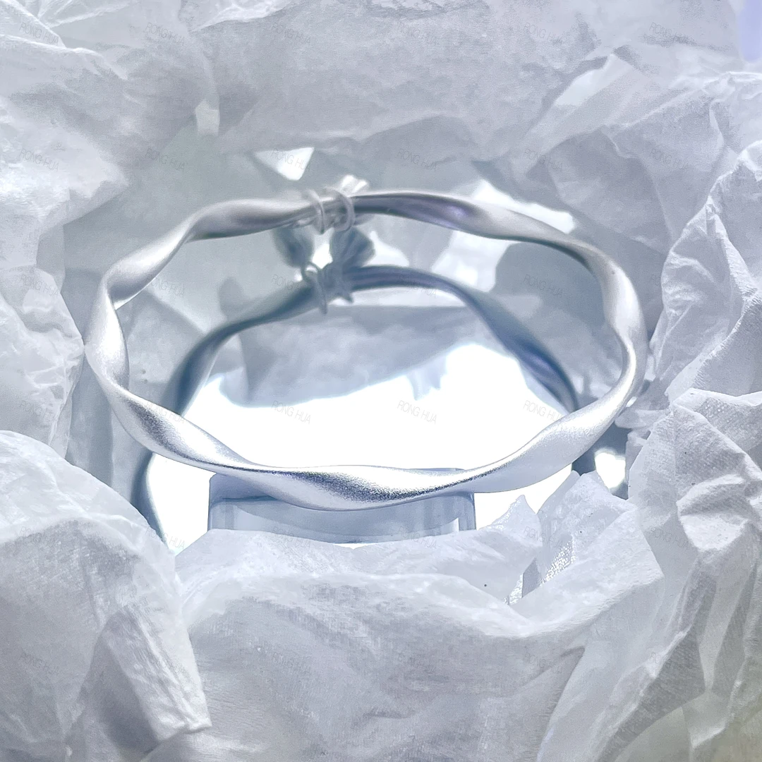 足银手镯 38莫比乌斯复古手镯足银999.9古法两世欢女士手环