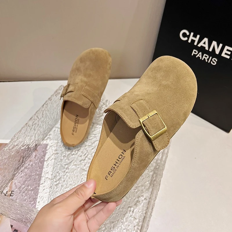 勃肯鞋女2025春季新款外穿厚底博肯包头半拖鞋懒人一脚蹬女鞋