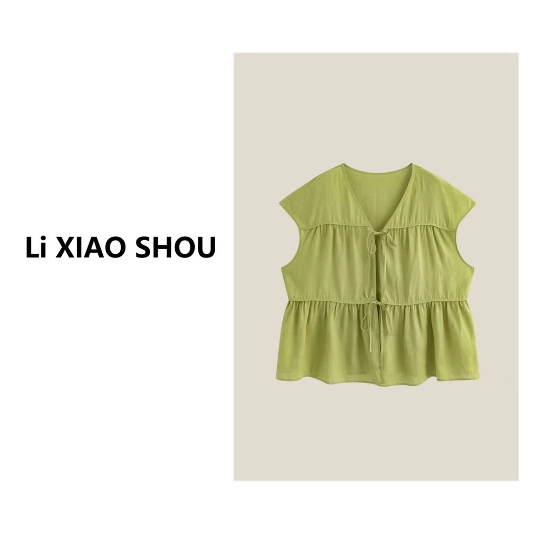 【李小瘦大码女装】夏季简约气质小众百搭纯色亚麻1131D