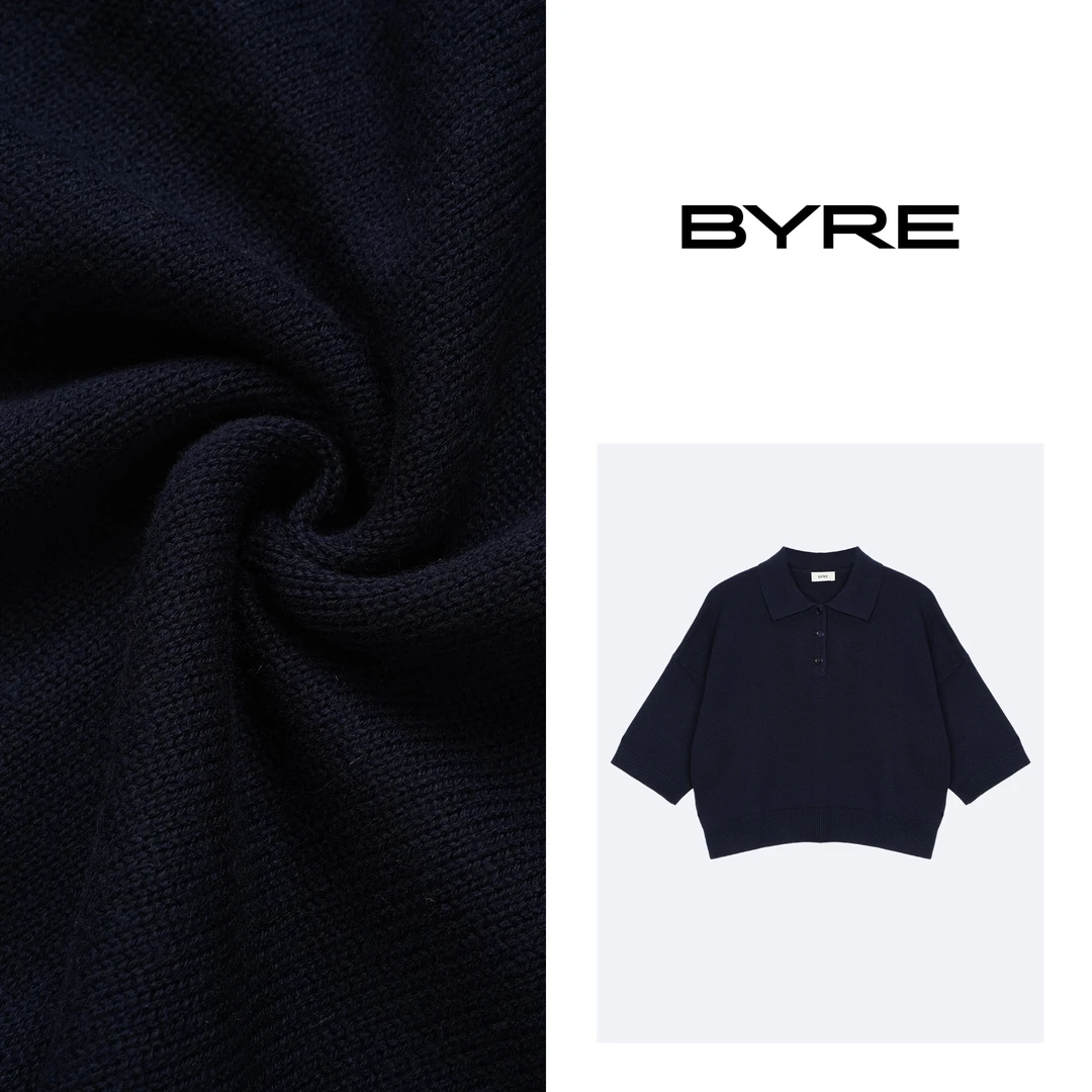 BY642 藏蓝色翻领短袖【干洗】