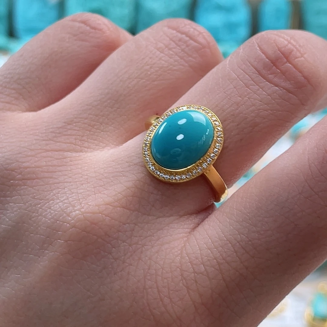 绿松石珠宝奇石18K金镶嵌