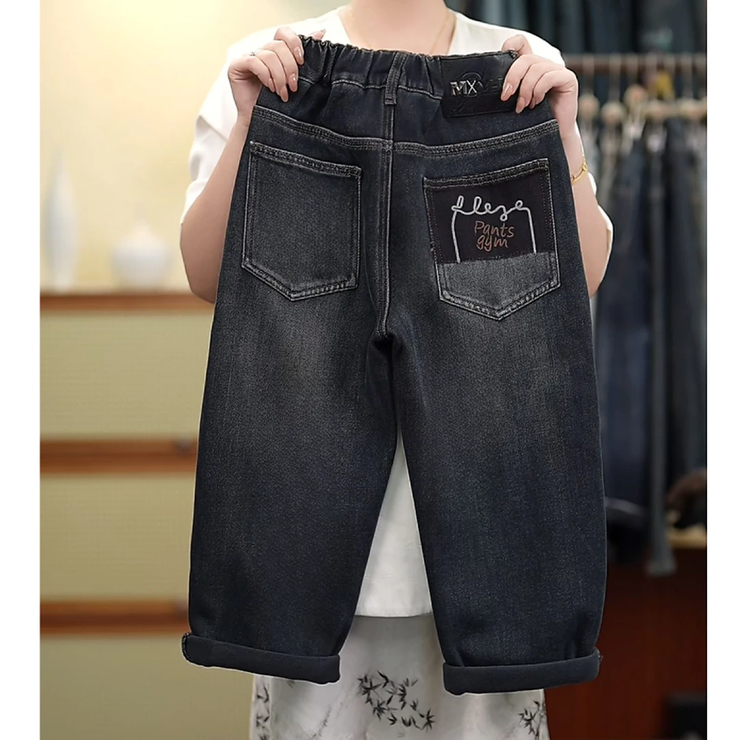 男童牛仔裤冬季2025新款冬装裤子儿童大童冬款一体绒休闲裤男孩潮