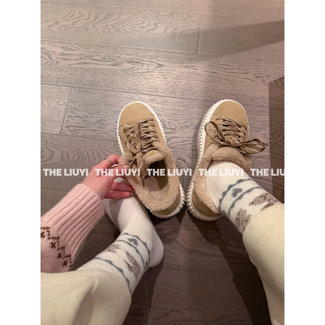 【LIUYI】miu系冬季真皮毛毛增高饼干鞋2852