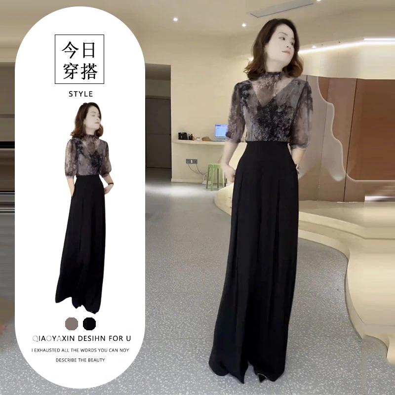 千金清冷感贵系财阀轻奢显瘦气质衬衫高腰宽松直筒阔腿裤两件套女