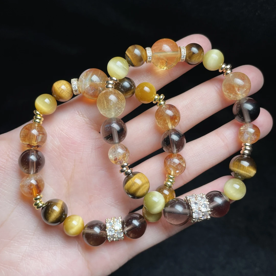 【玉氏珠宝】虎眼石diy手串-约8-12mm 多样性发一 CAN2690111