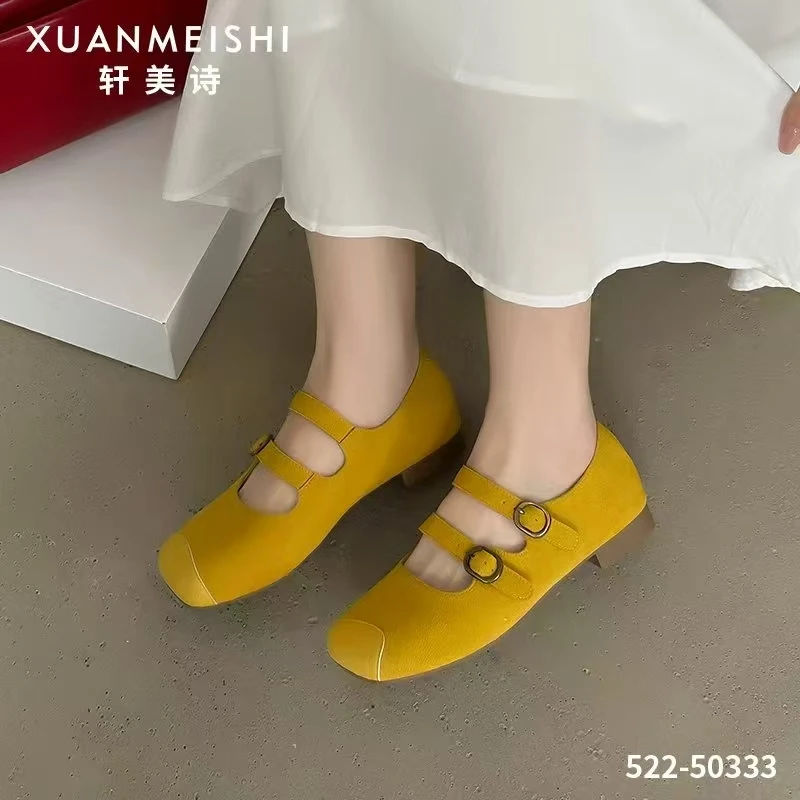 轩美诗2025春夏季新款舒适平底时尚百搭浅口软底玛丽珍女鞋50333