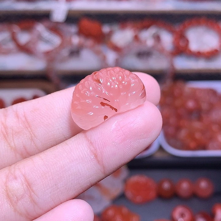南红玛瑙未镶嵌珠宝半成品橘子