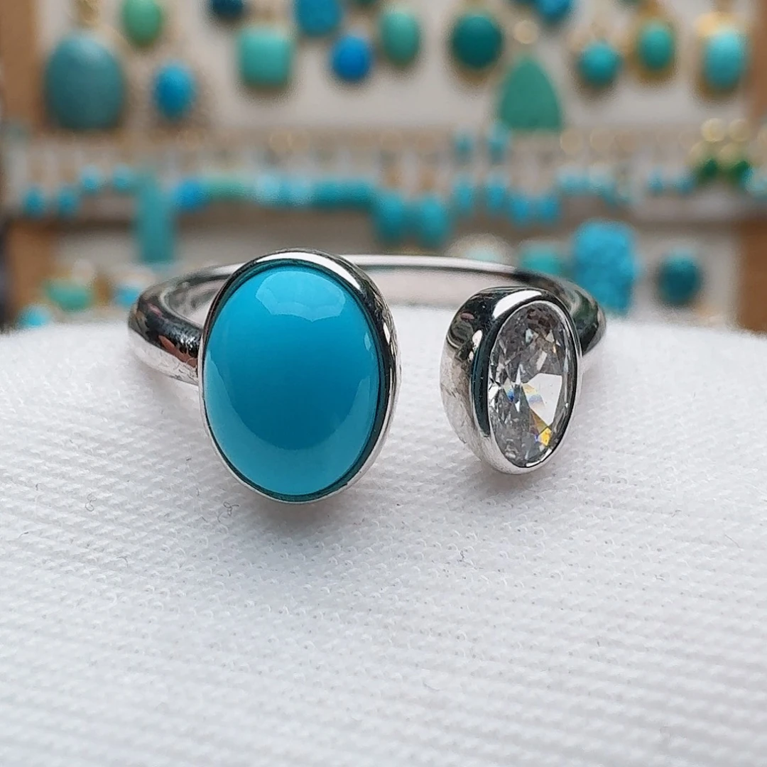 绿松石银S925镶嵌戒指