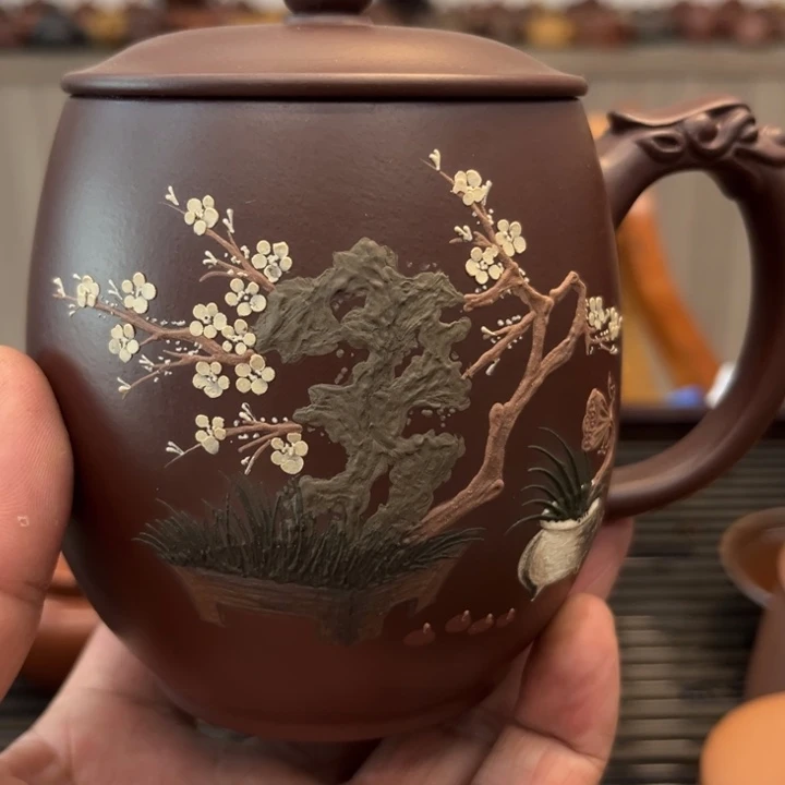 茶壶紫砂新*朱泥盖杯