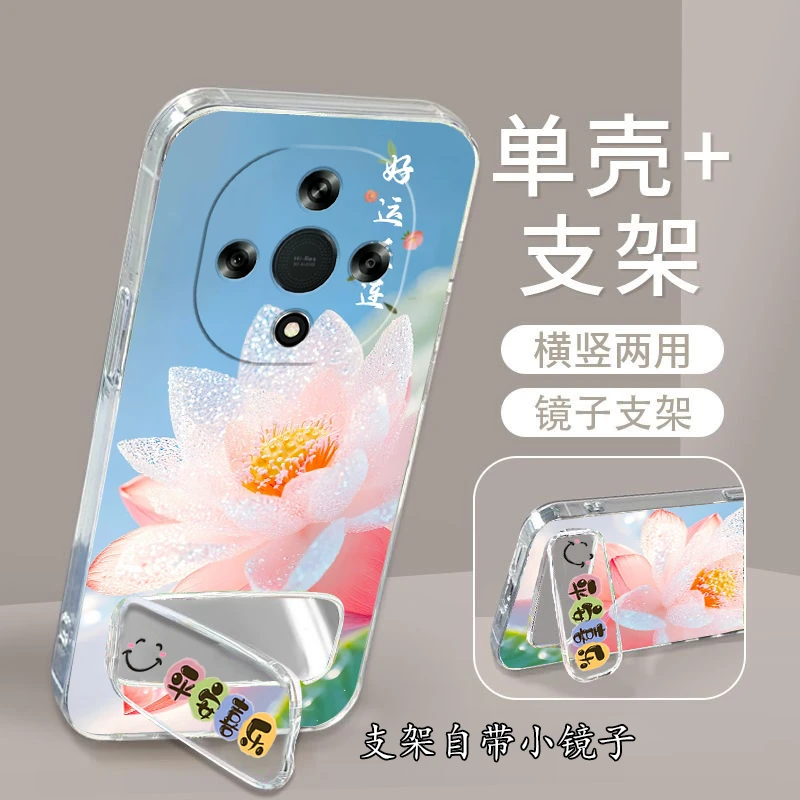 vivoY300手机壳V2435A硅胶防摔Y300全包透明软壳女款镜子支架卡通