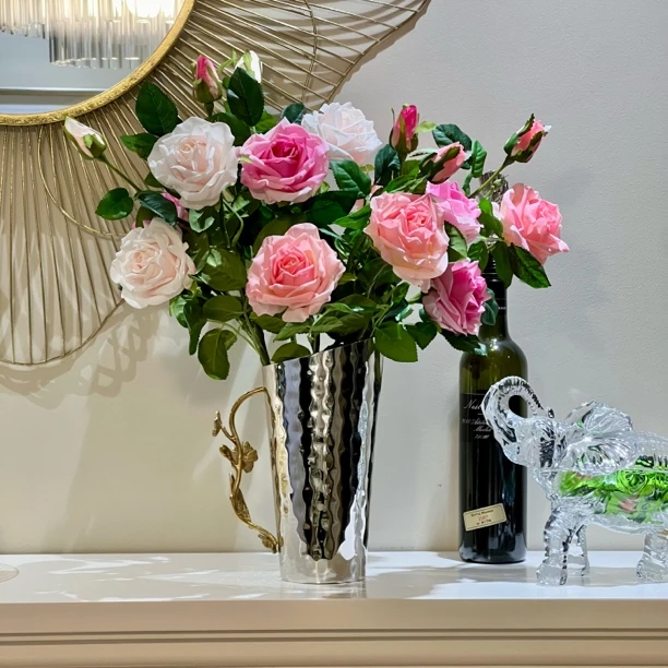 仿真3头手感保湿玫瑰花客厅装饰花