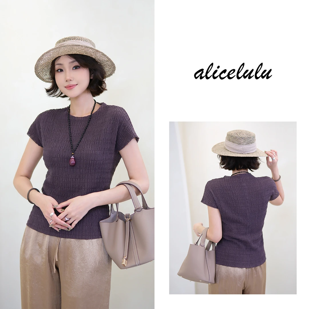 [alicelulu] 肌理纹圆领上衣休闲柔软舒适 S2142713W