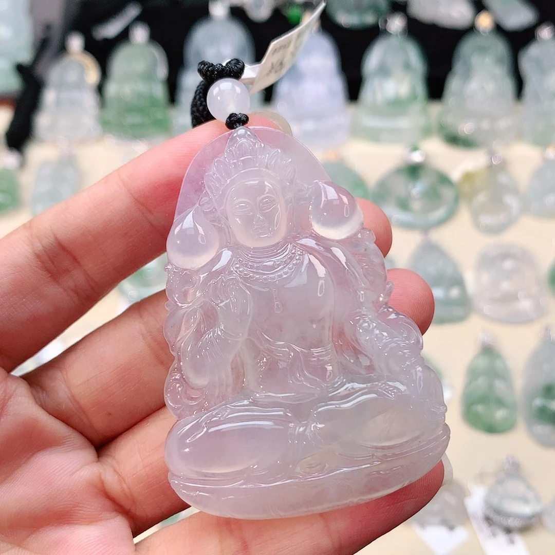 翡翠未镶嵌颈饰度母观音