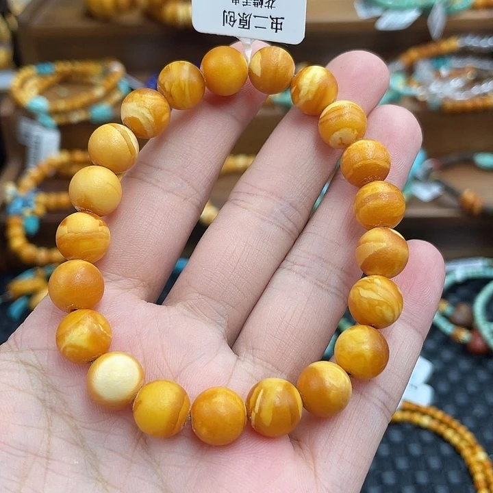Y***！未镶嵌琥珀手链9mm素串