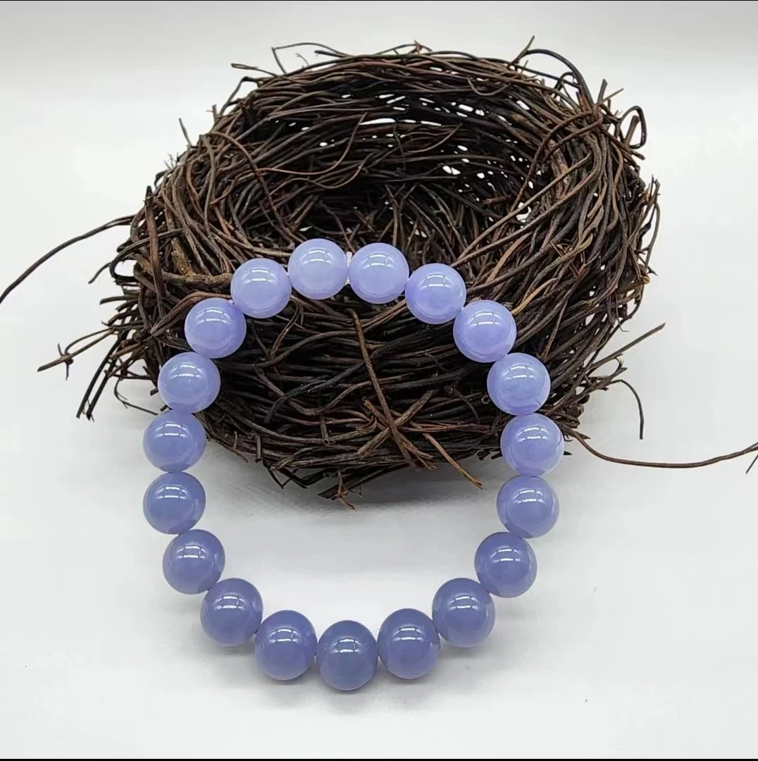 翡翠A货妈妈链气质时尚渐变女款长链蓝色百搭散珠DIY紫色轻奢女士