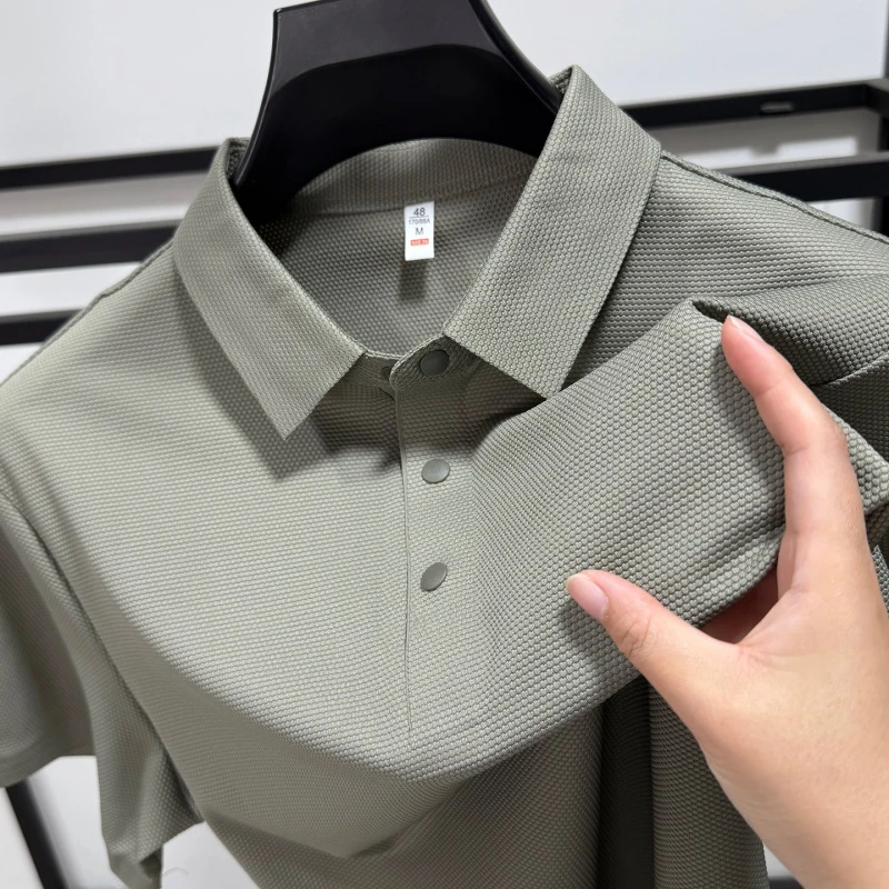 CATIA SELI无痕开叉吸湿速干冰丝polo衫男翻领夏季蜂窝状透气T恤