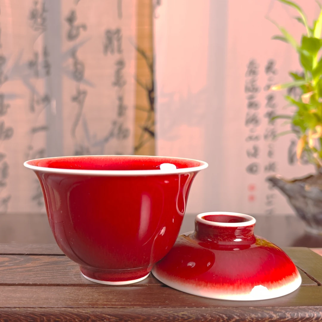 春节必备【景德镇原矿郎红茶器套组】原矿釉纯手工一盖1杯
