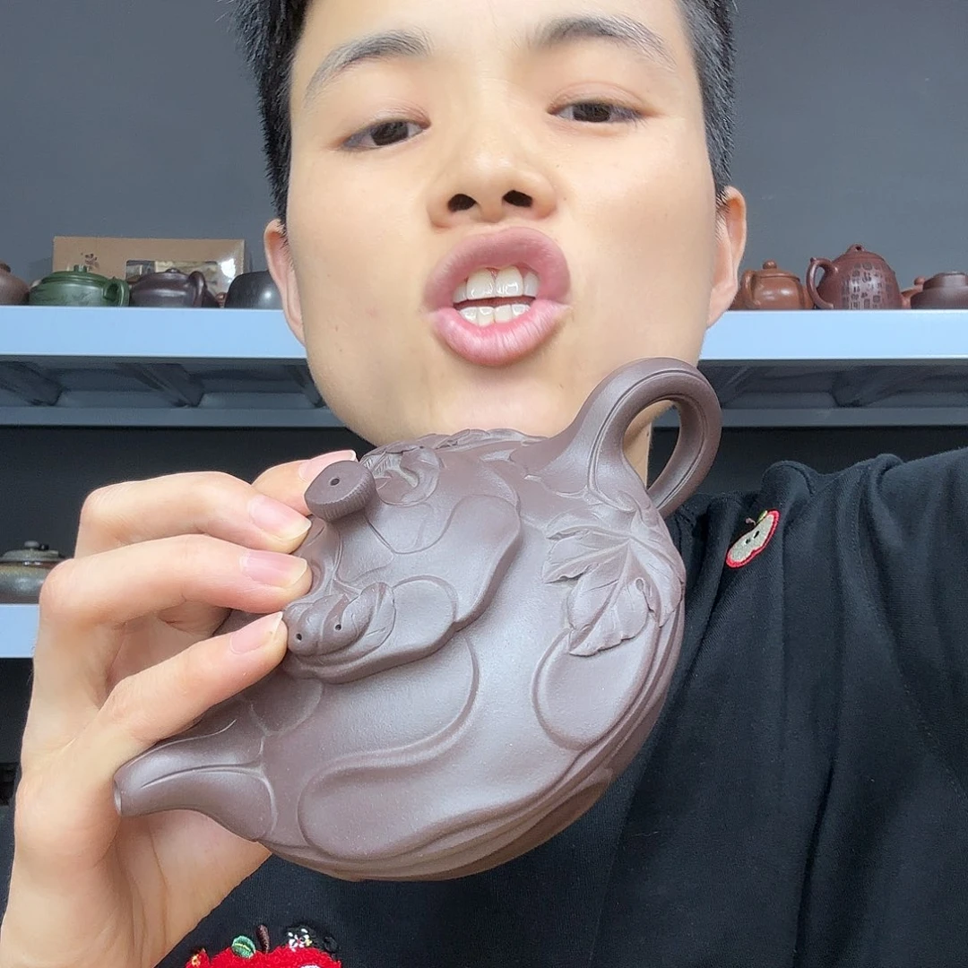 媚***姐茶壶底槽青民间手艺人全手工制作