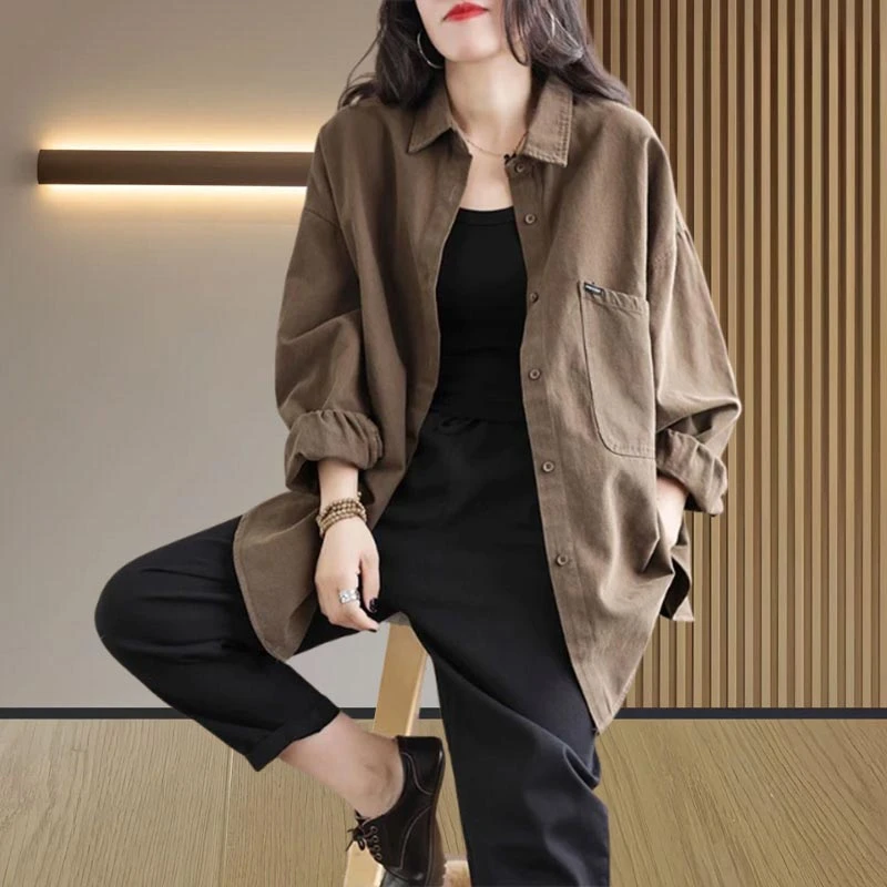 大码休闲风衬衣洋气百搭宽松气质2026年春秋季新款衬衫小个子女士