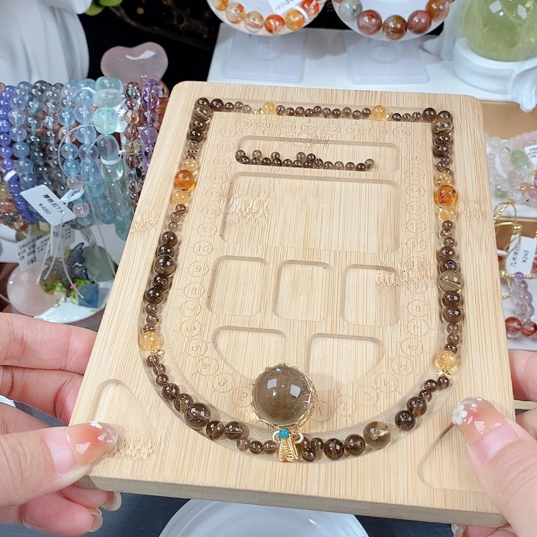 水晶手链未镶嵌鹿****m长度55左右咖色玉线