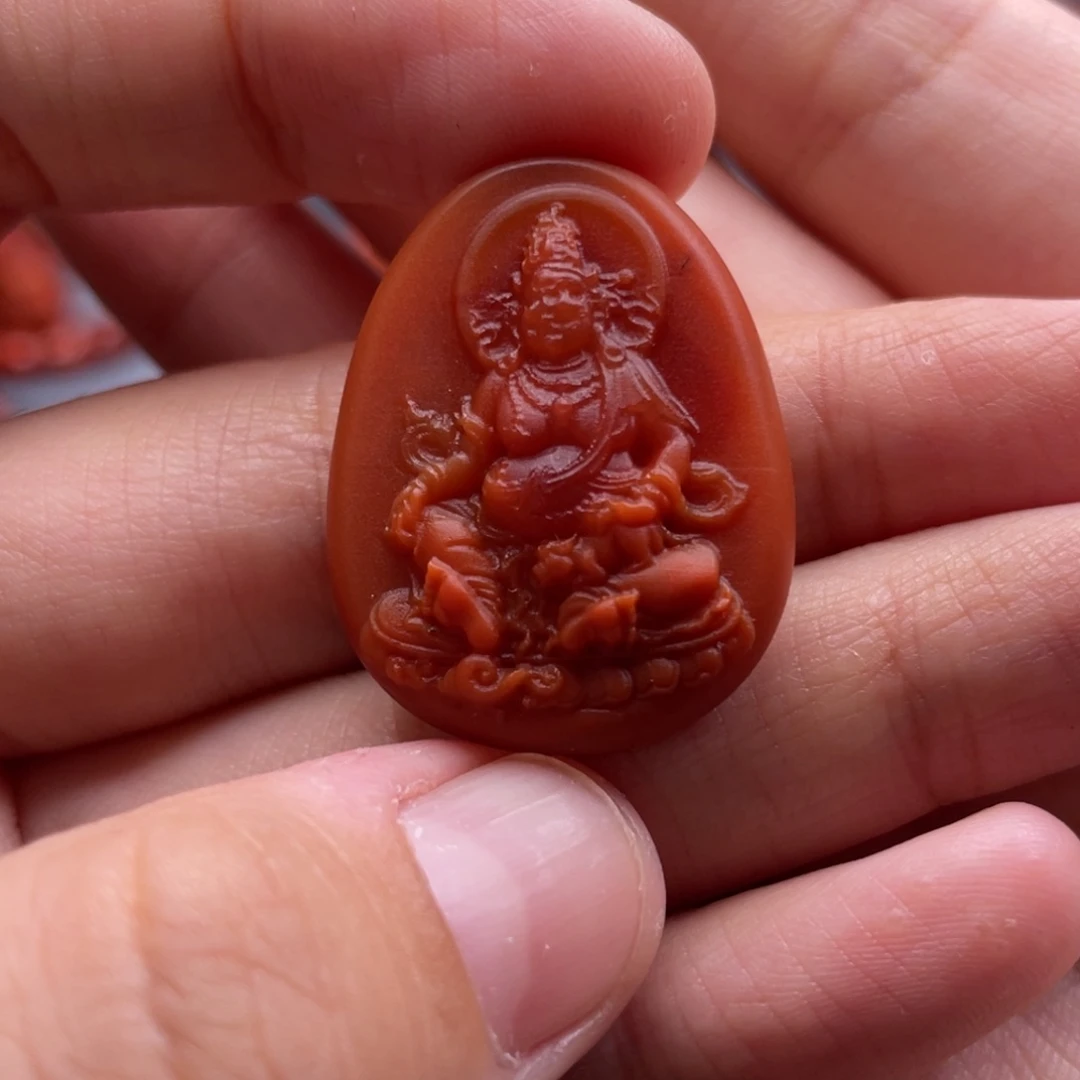 南红玛瑙未镶嵌珠宝奇石黄财神吊坠
