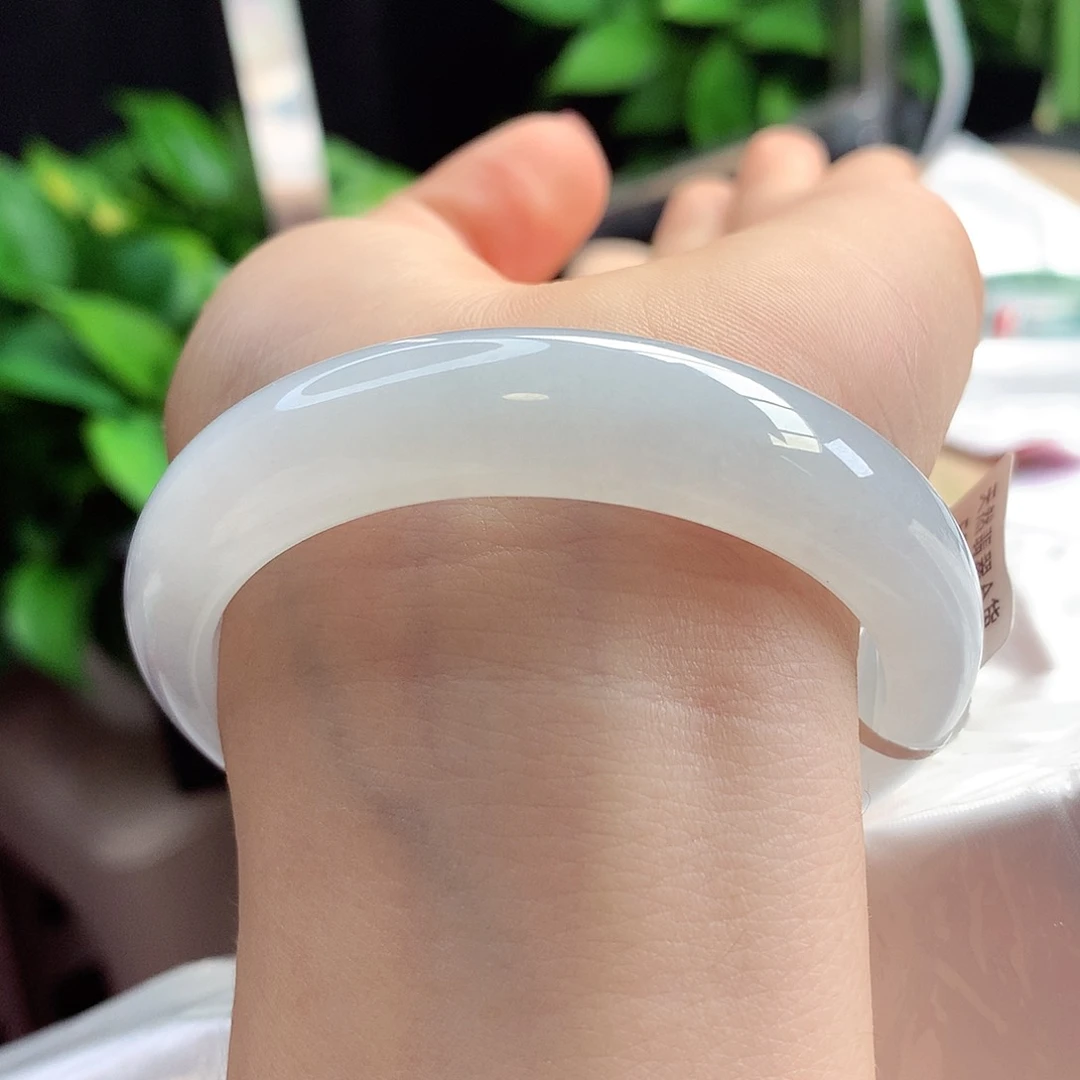 未镶嵌手镯翡翠54-55圈口至纯至净白月光8号捡漏