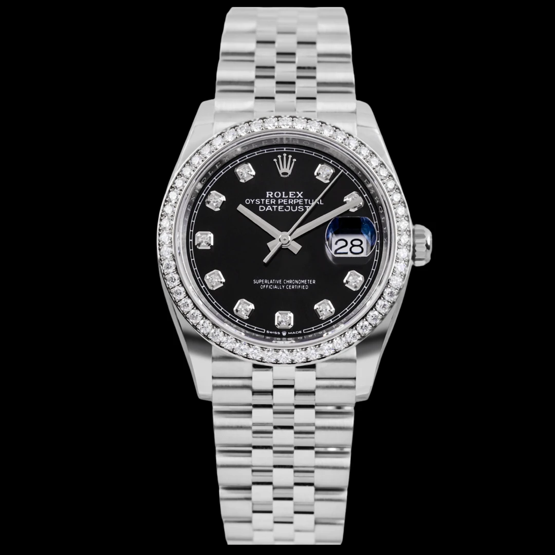 99新 Rolex/劳力士 25年日志126284黑面钻圈钻刻 36毫米表盘