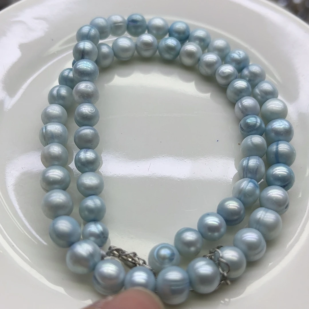 钛钢淡水珍珠项链