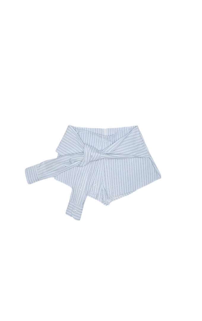 【安-橡木图书馆-裙子】条纹衬衫低腰短裙女春秋小众设计感半身裙