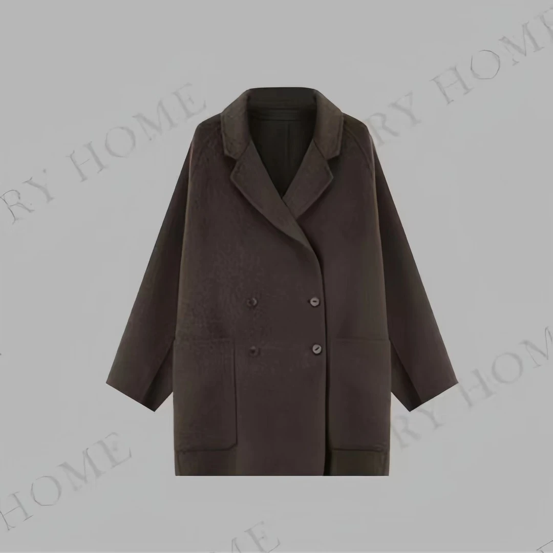 【容雨RYHOME】骆驼绒＋羊毛秋冬款大口袋双面呢大衣W1697