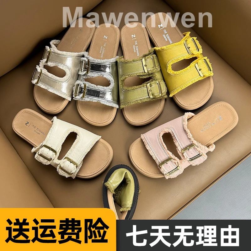 韩版港风平底软底勃肯凉拖鞋女夏季外穿海边沙滩度假一字拖凉鞋潮