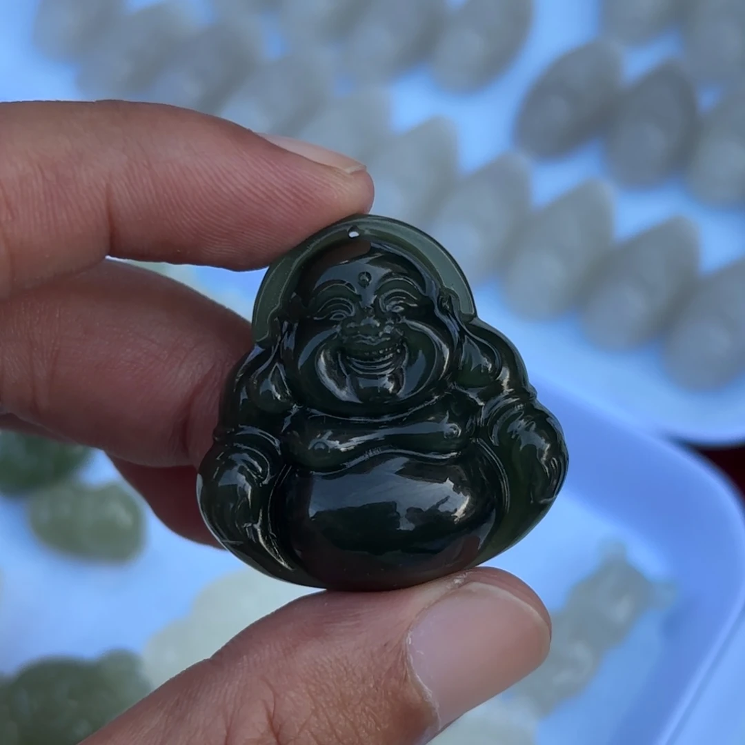定制和田玉G*湖水绿佛公35尺寸