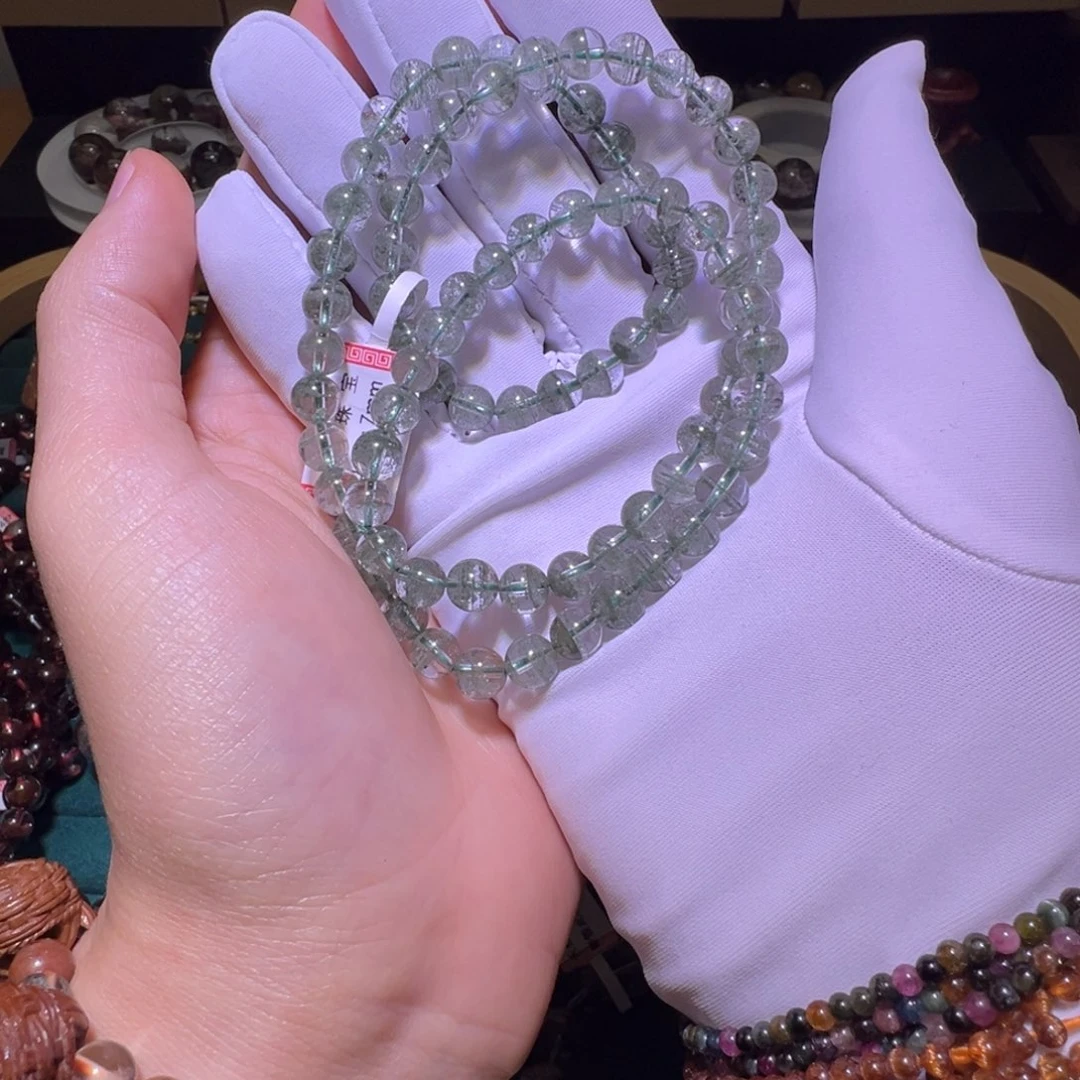 未镶嵌手串水晶天然绿幽灵满天星飘花多圈7mm左右