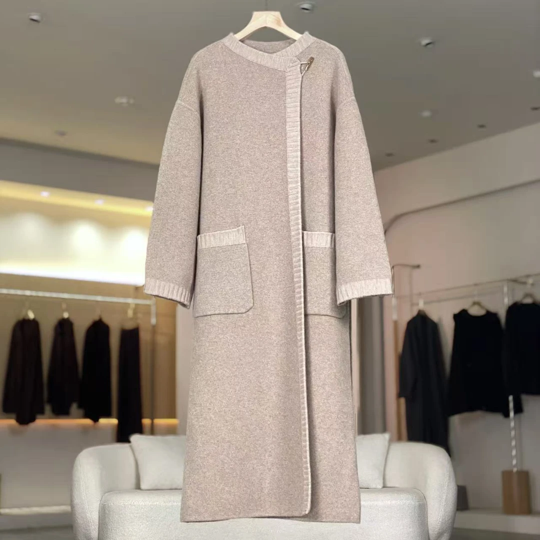 MeraxMer重磅山羊绒针织长款口袋大衣·高克重大开衫腰带外套