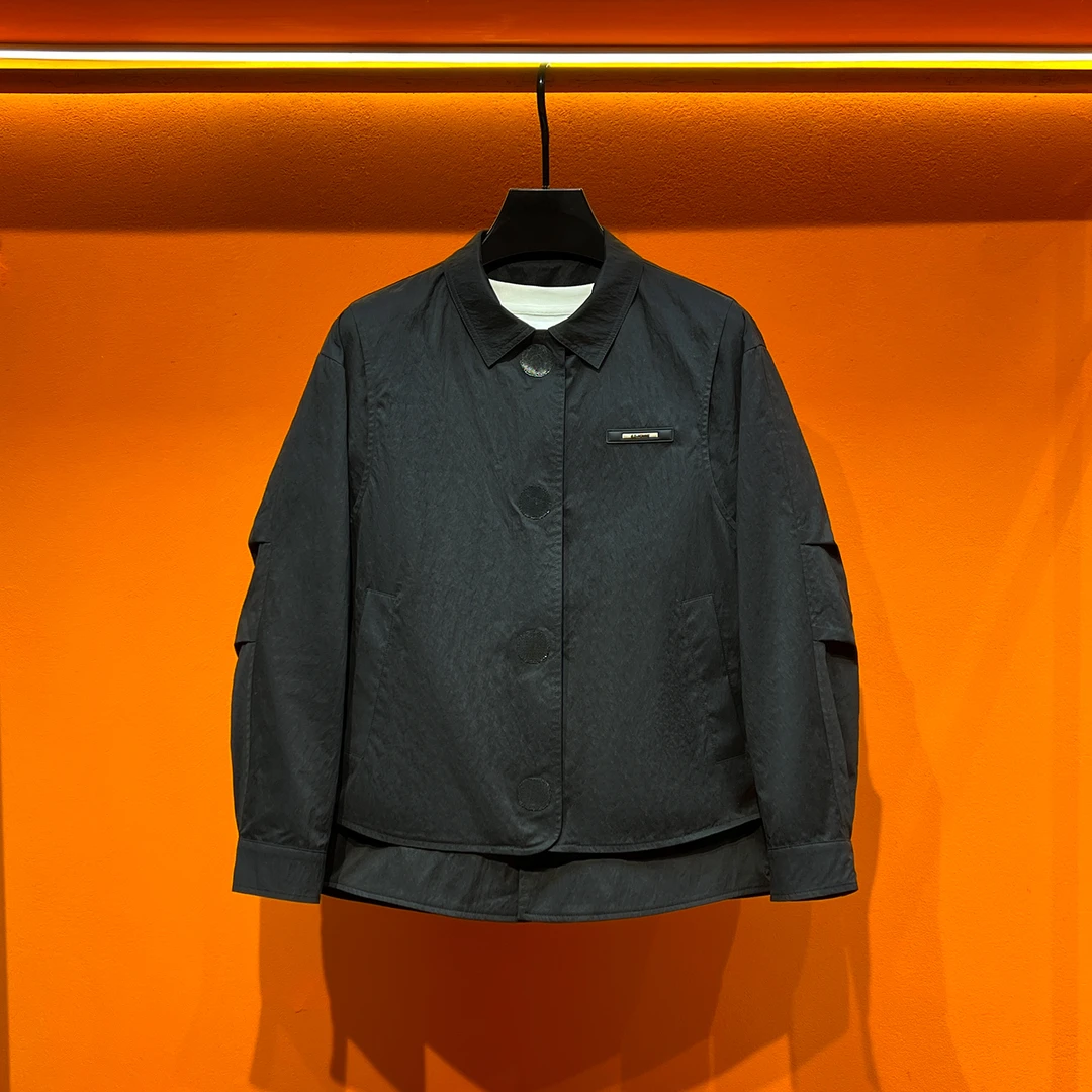 2025新款极简翻领假两件夹克轻奢潮流时尚青春潮流百搭休闲外套