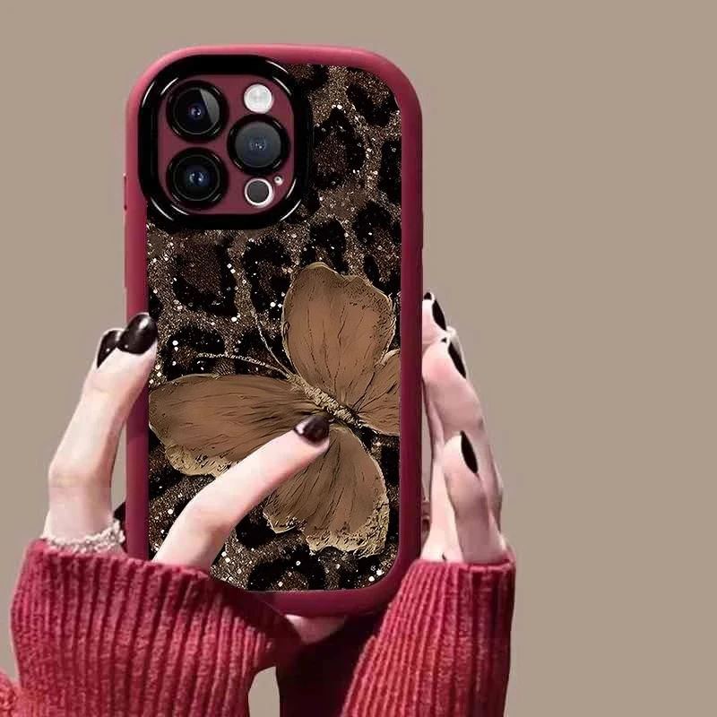 豹纹蝴蝶适用iPhone 17promax轻奢气质手机壳苹果16pro防摔15pro