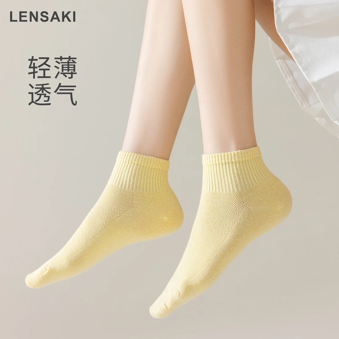 10双装薄款男女春夏抗菌防臭短袜棉袜舒适透气吸汗低筒袜子J