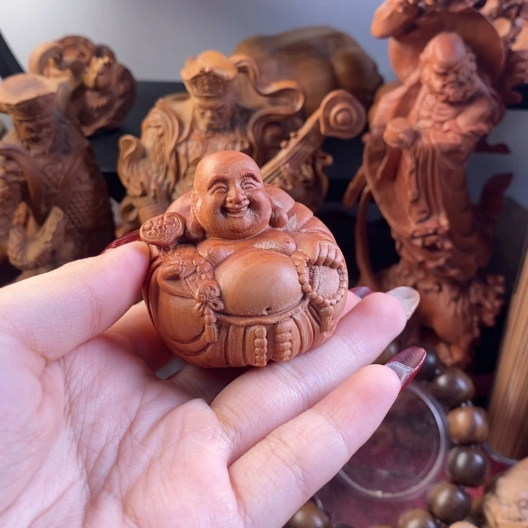 无***念无事牌檀香木老山檀奶香红肉弥勒佛