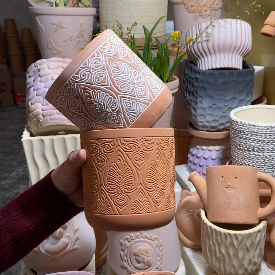 12×12几何直筒复古+红陶2个