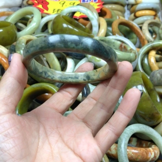 未镶嵌蛇纹石玉手镯甜*