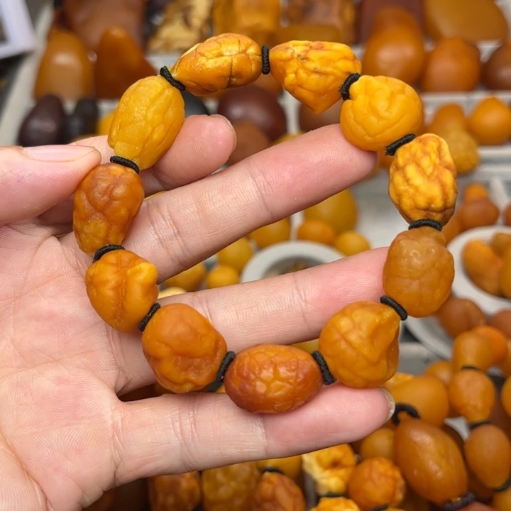 琥珀未镶嵌裸石天然蜜蜡手串