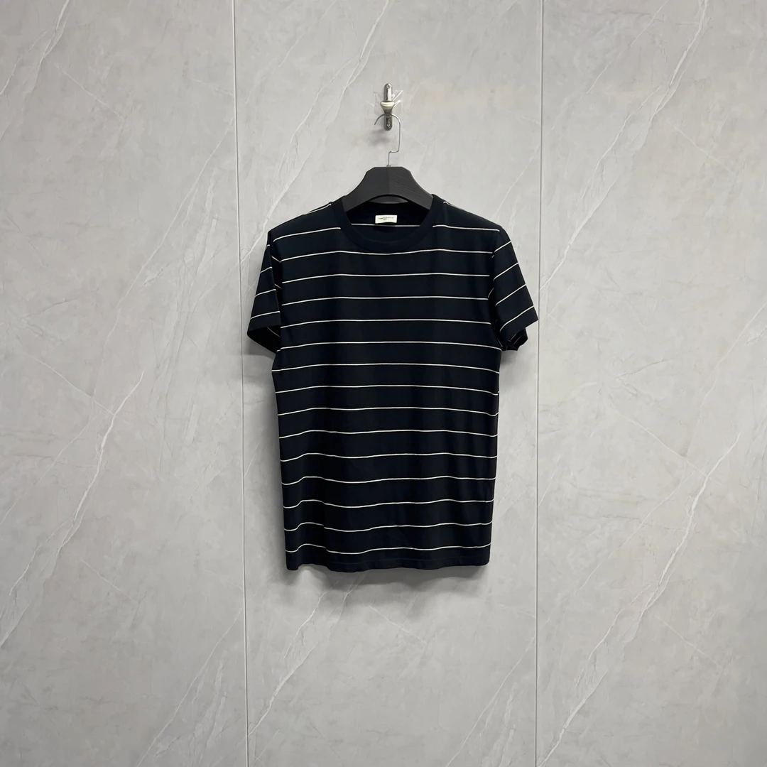 全新未使用 YSL/圣罗兰 条纹经典短袖/W0815/L码