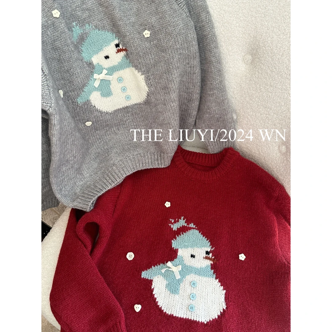 【LIUYI】冬季小雪人圆领针织毛衣411303
