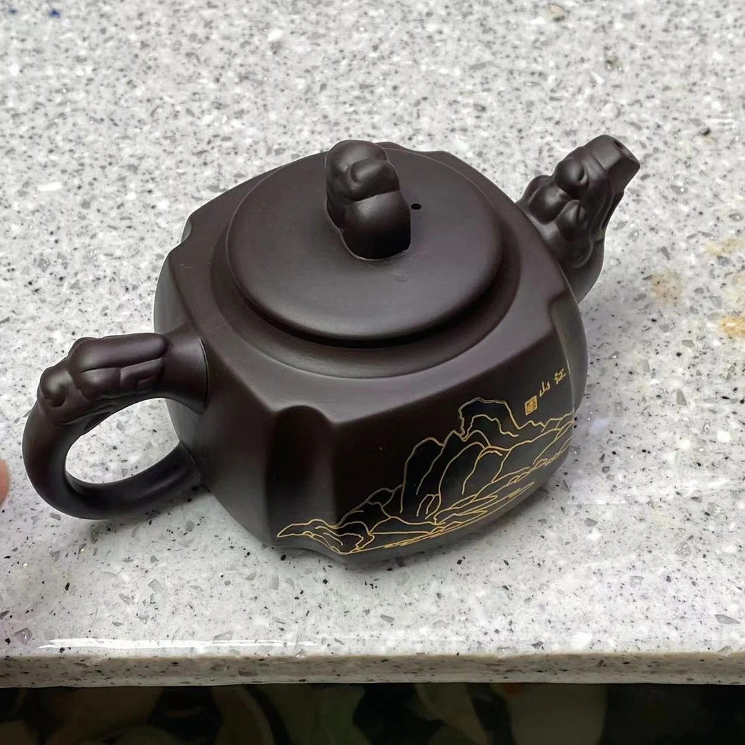 【闪购商品】紫泥四方龙尊千里江山凤鸣壶