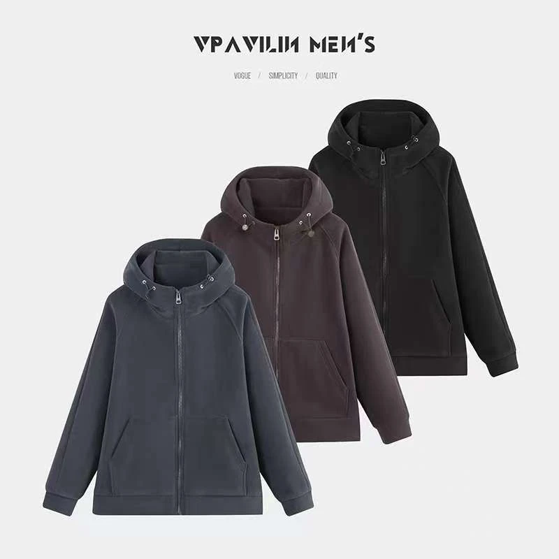 户外宽松休闲保暖加厚情侣款运动开衫加绒连帽冬季上衣